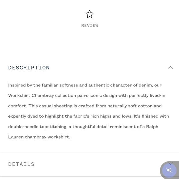 NWT Ralph Lauren King Flat Sheet Workshirt Chambray Blue - Picture 6 of 7